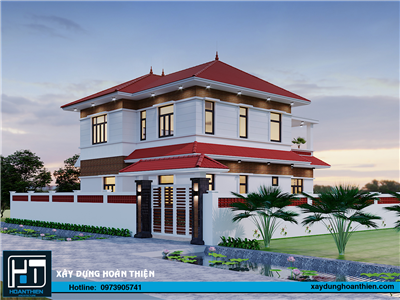 Mẫu biệt thự mái nhật 2 tầng, diện tích 10x15m